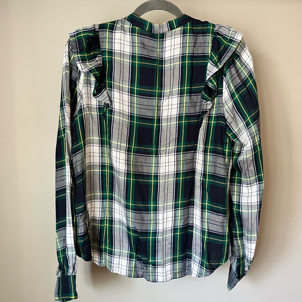 J. Crew Plaid Ruffle Button Down Shirt - Picture 4 of 8